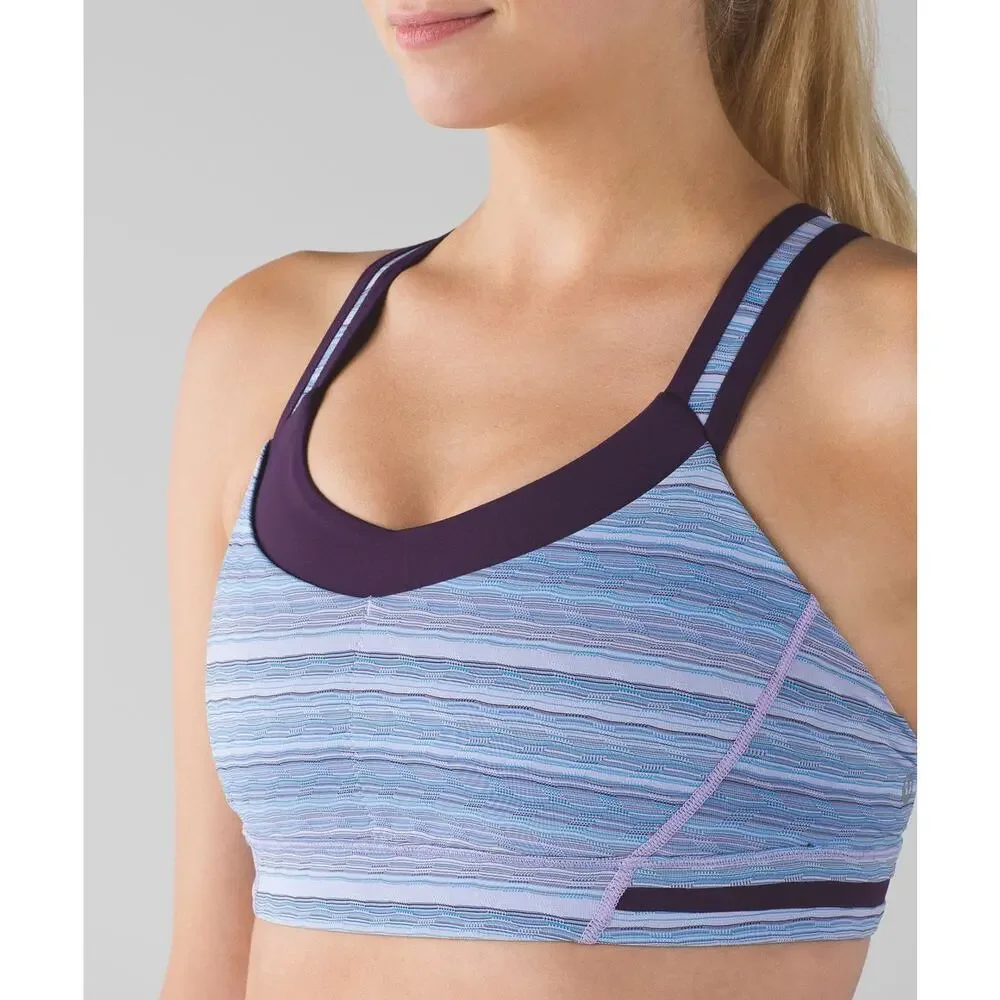 Lululemon Rack Pack Bra Wave Twist size 6 Lilac Caspian Blue / Deep Zinfandel - Picture 2 of 6